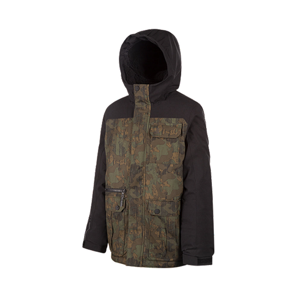 RIPZONE BOYS RALLEY INSULATED JACKET BLACK/BROWN CAMO