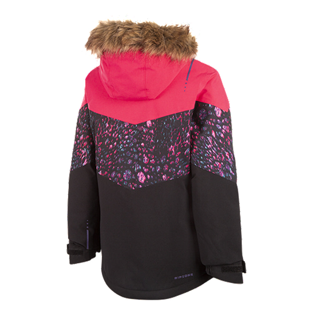 RIPZONE GIRL'S SHAKEY INSULATED JACKET RASPBERRY/LEOPARD/BLACK