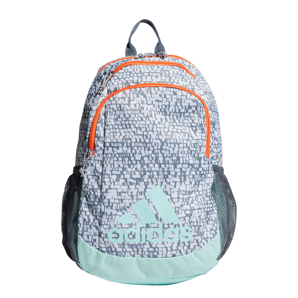 grey and teal adidas backpack