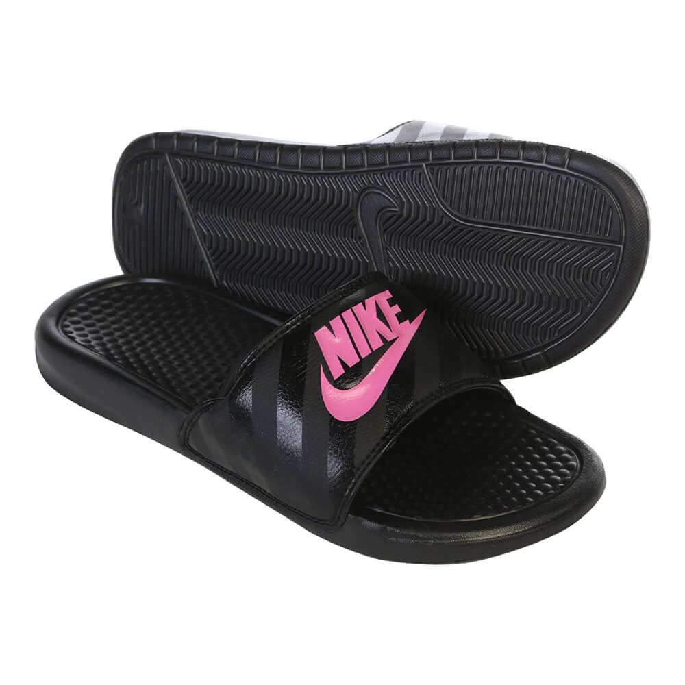 nike benassi slides black and pink