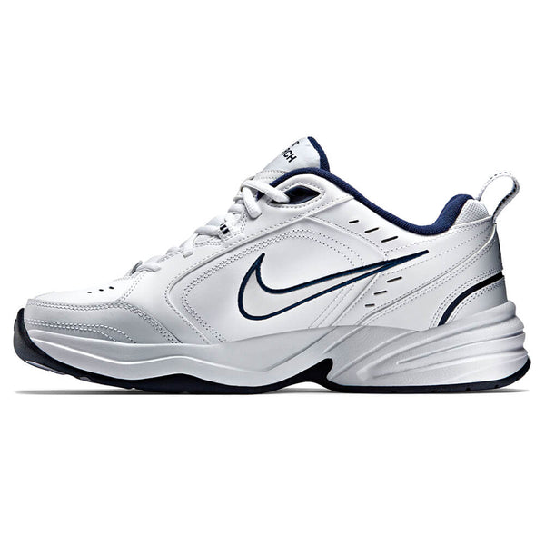 NIKE MEN'S MONARCH IV TRAINING SHOE 4E WHITE/SILVER/NAVY – National Sports