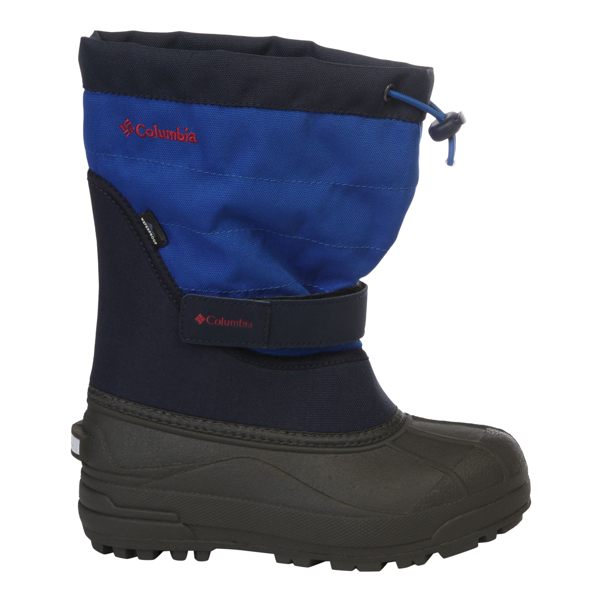 COLUMBIA BOYS GRADE SCHOOL/PRE-SCHOOL POWDERBUG PLUS II WINTER BOOT NAVY/CHILI