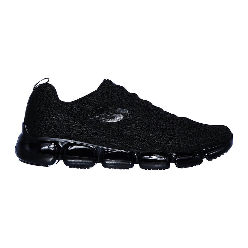 all black skechers running shoes