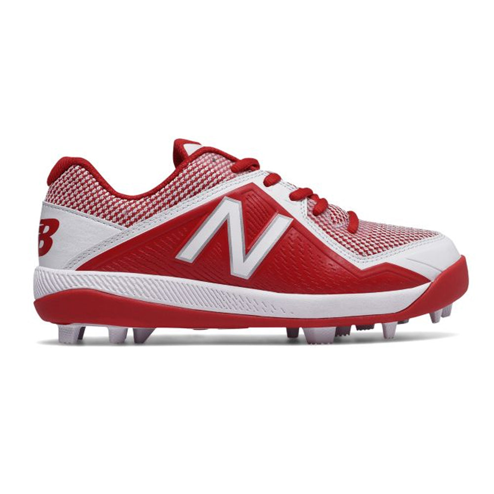 white and red new balance cleats