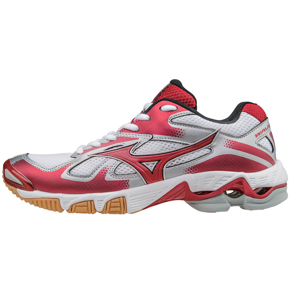 MIZUNO WOMEN'S WAVE BOLT 5 INDOOR COURT SHOE WHITE/RED