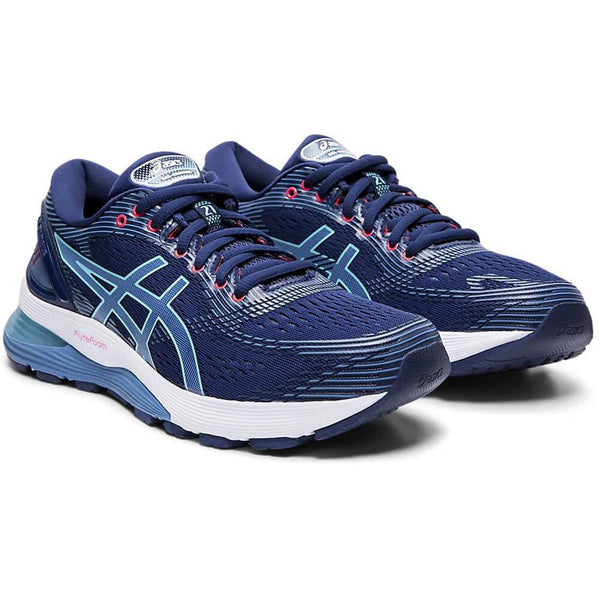 ASICS WOMEN'S GEL NIMBUS 21 RUNNING SHOE BLUE/GREY – National Sports