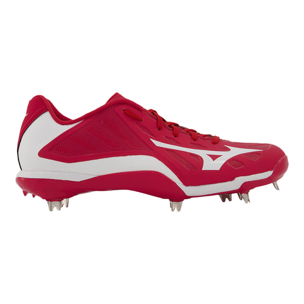 MIZUNO MEN'S HEIST IQ BASEBALL METAL CLEAT RED/WHITE