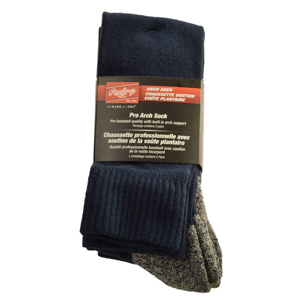 RAWLINGS 2 PACK PRO ARCH SPORTS SOCK NAVY SMALL 4-7