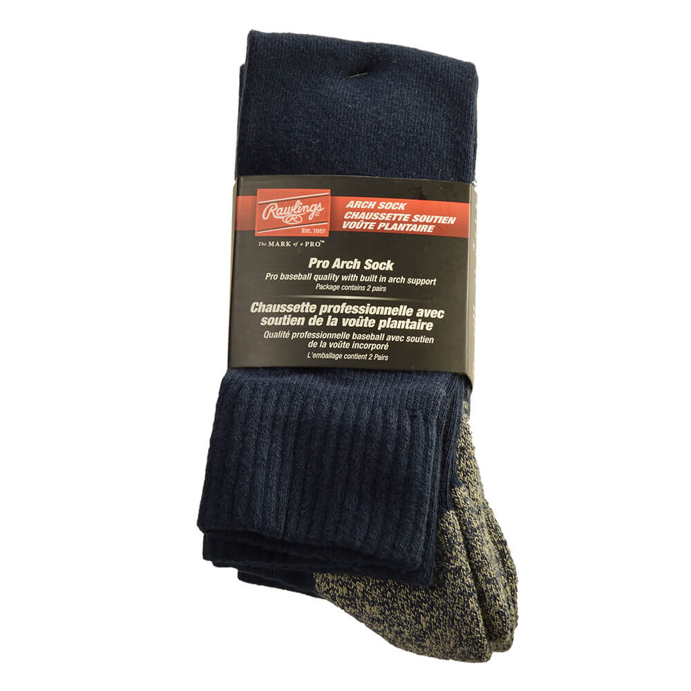 RAWLINGS 2 PACK PRO ARCH SPORTS SOCK NAVY X LARGE 13-14