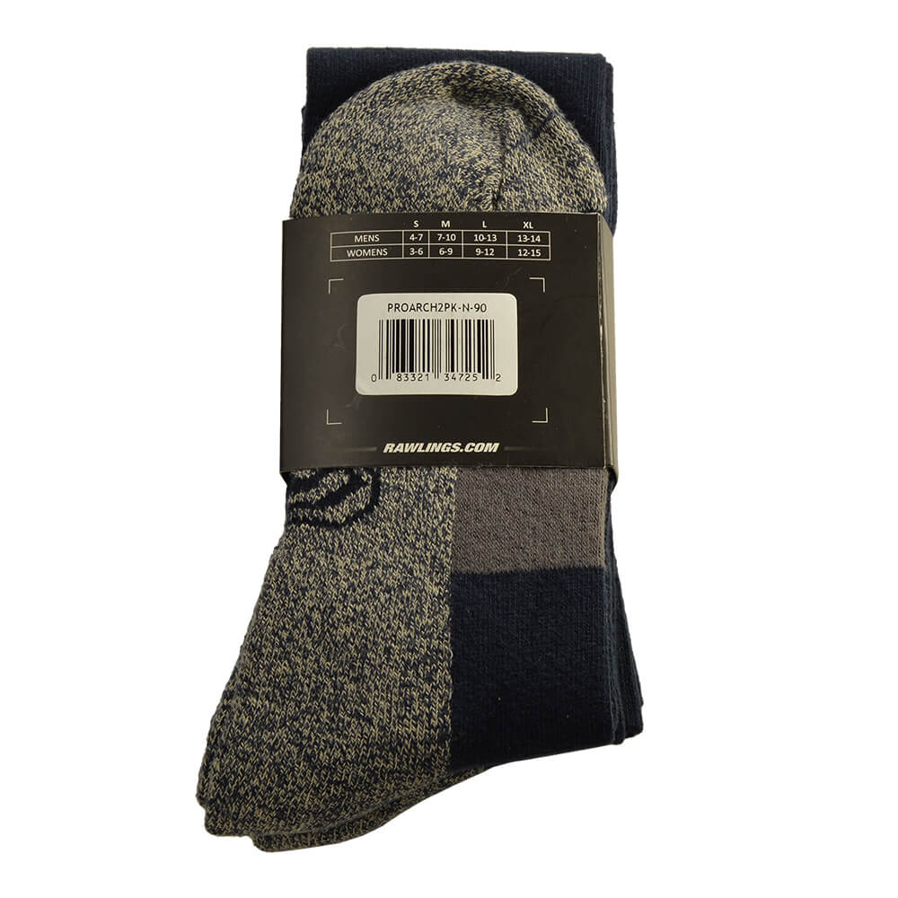 RAWLINGS 2 PACK PRO ARCH SPORTS SOCK NAVY X LARGE 13-14 – National Sports