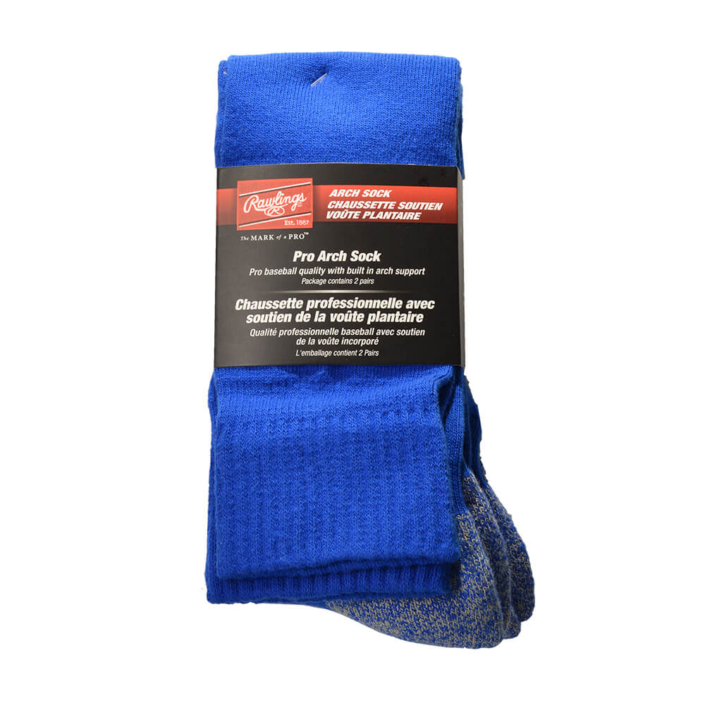 RAWLINGS 2 PACK PRO ARCH SPORTS SOCK ROYAL MEDIUM 7-10