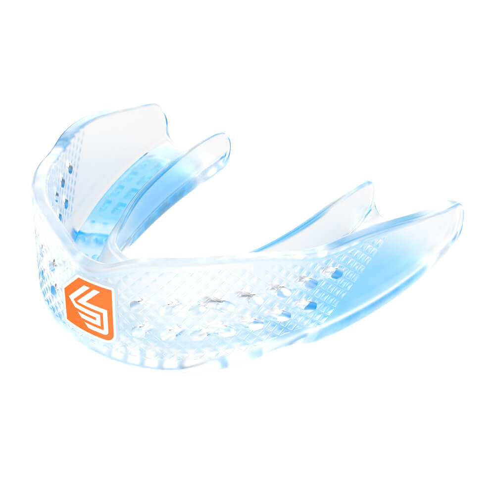 SHOCK DOCTOR ADULT SUPERFIT BASKETBALL CLEAR BLUE MOUTHGUARD