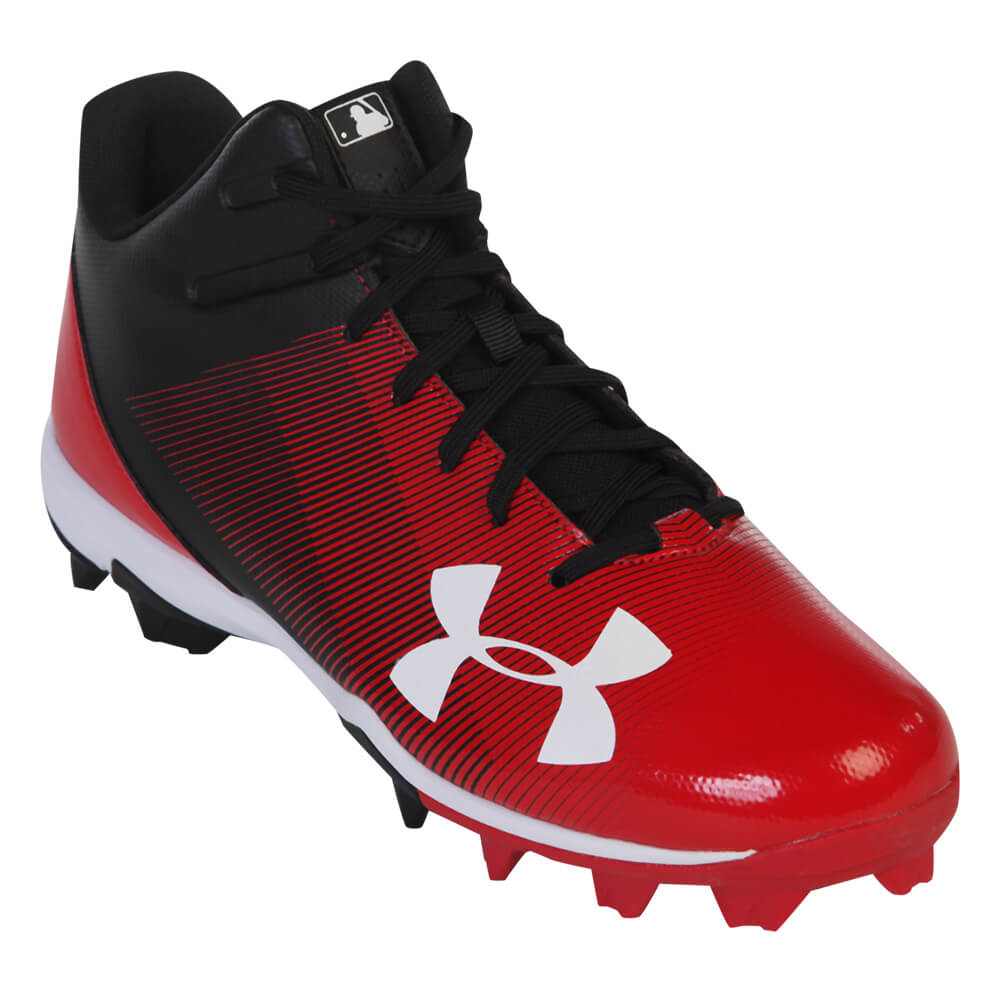 red and black baseball cleats