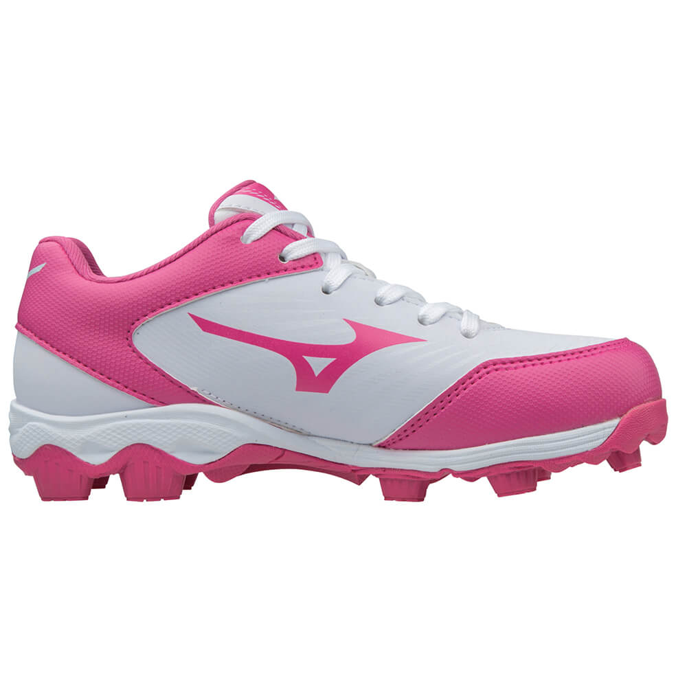 MIZUNO GIRLS 9 SPIKE ADVANCED FINCH FRANCHISE 7 WHITE/PINK BASEBALL CLEAT