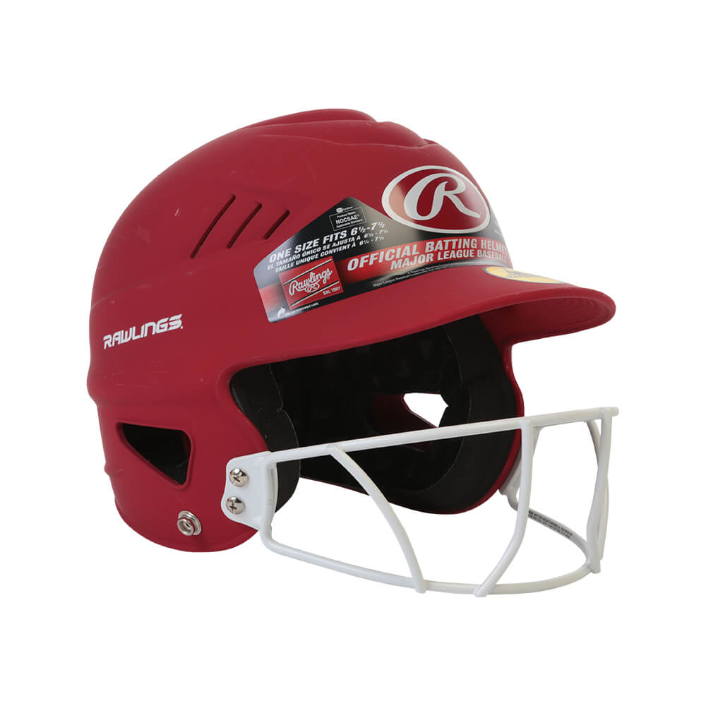 RAWLINGS COOLFLO FASTPITCH BATTING HELMET W/MASK MATTE SCARLET