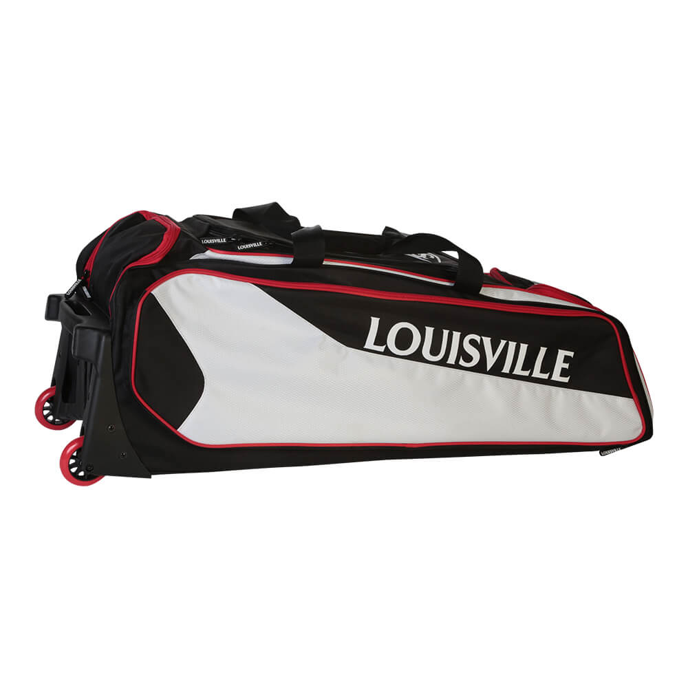 LOUISVILLE PRIME RIG BASEBALL BAG WITH WHEELS BLACK/SCARLET