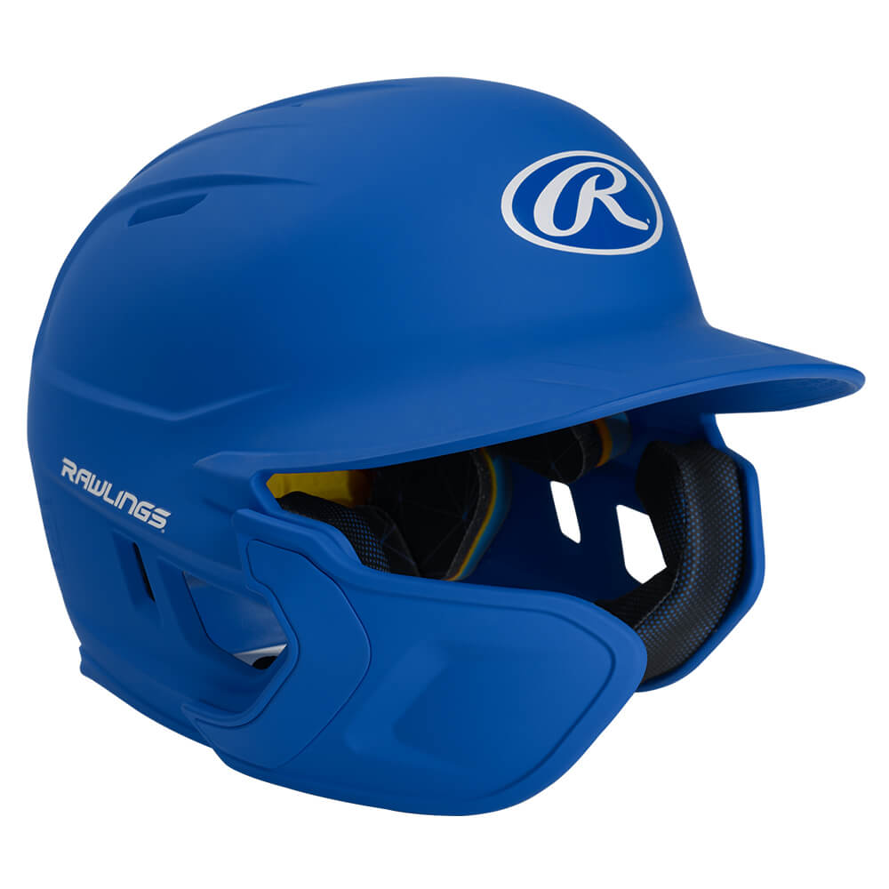 RAWLINGS SR MACH MATTE ROYAL W/EXTENDER LEFT HAND BATTER HELMET