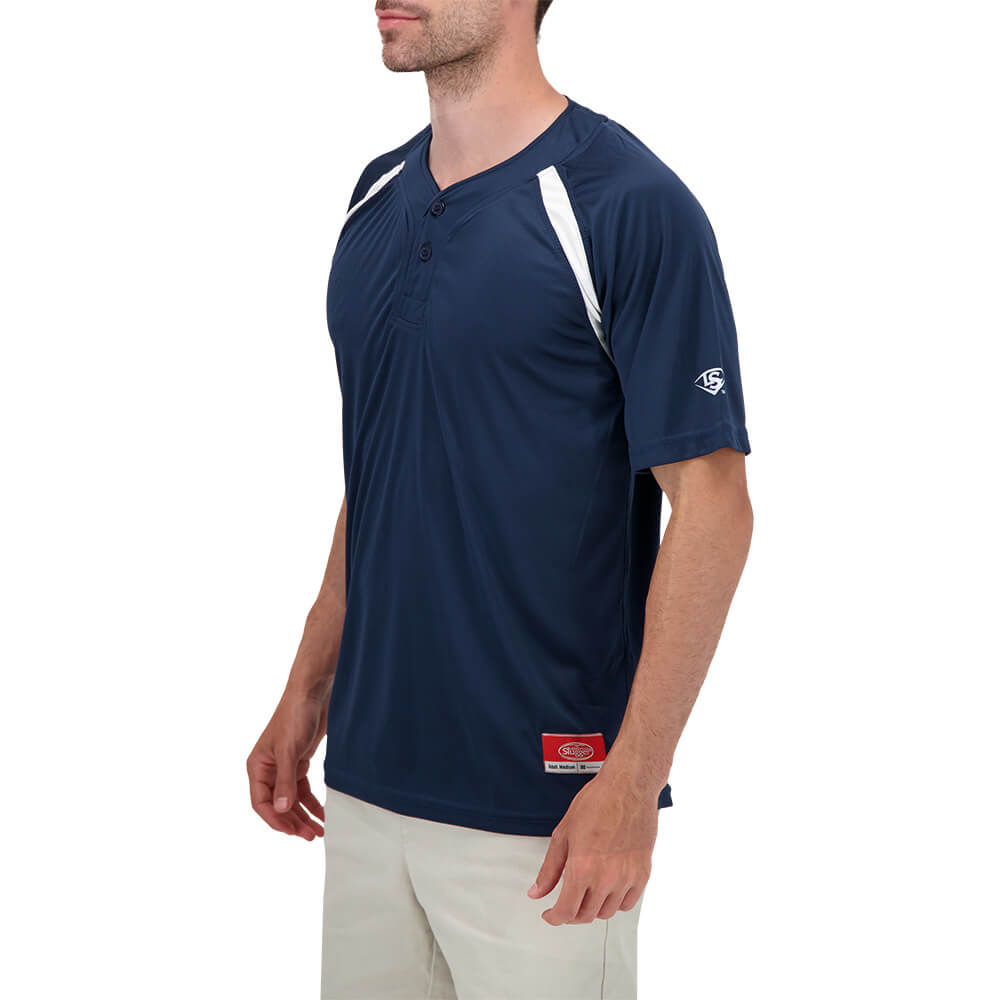 LOUISVILLE SENIOR LOOSE-FIT NAVY 2-BUTTON HENLEY GAME JERSEY