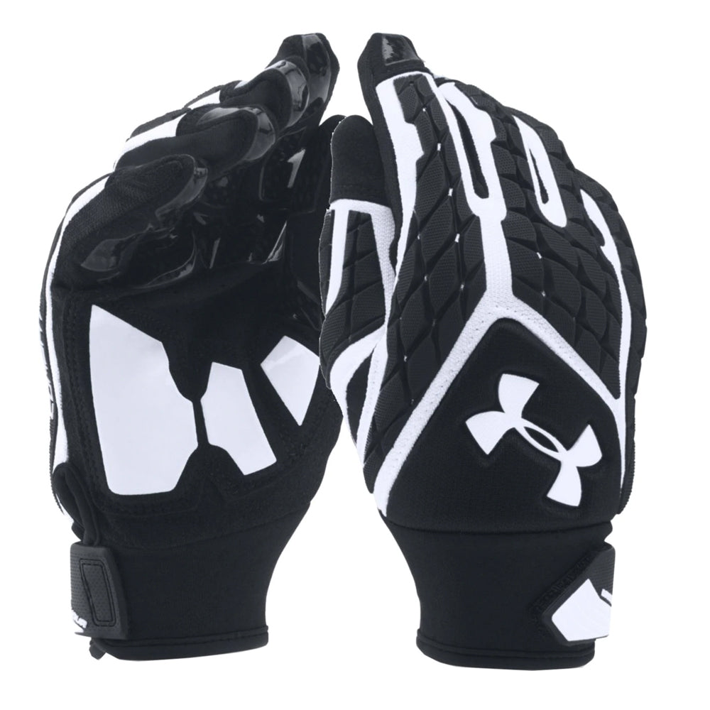 under armour black and white football gloves