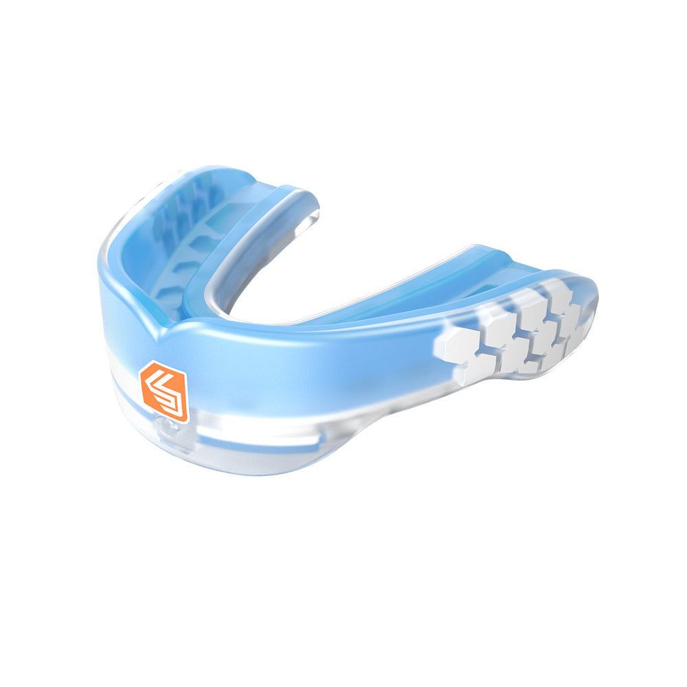 SHOCK DOCTOR ADULT GEL MAX POWER TRANSLUCENT BLUE CONVERTIBLE MOUTHGUARD