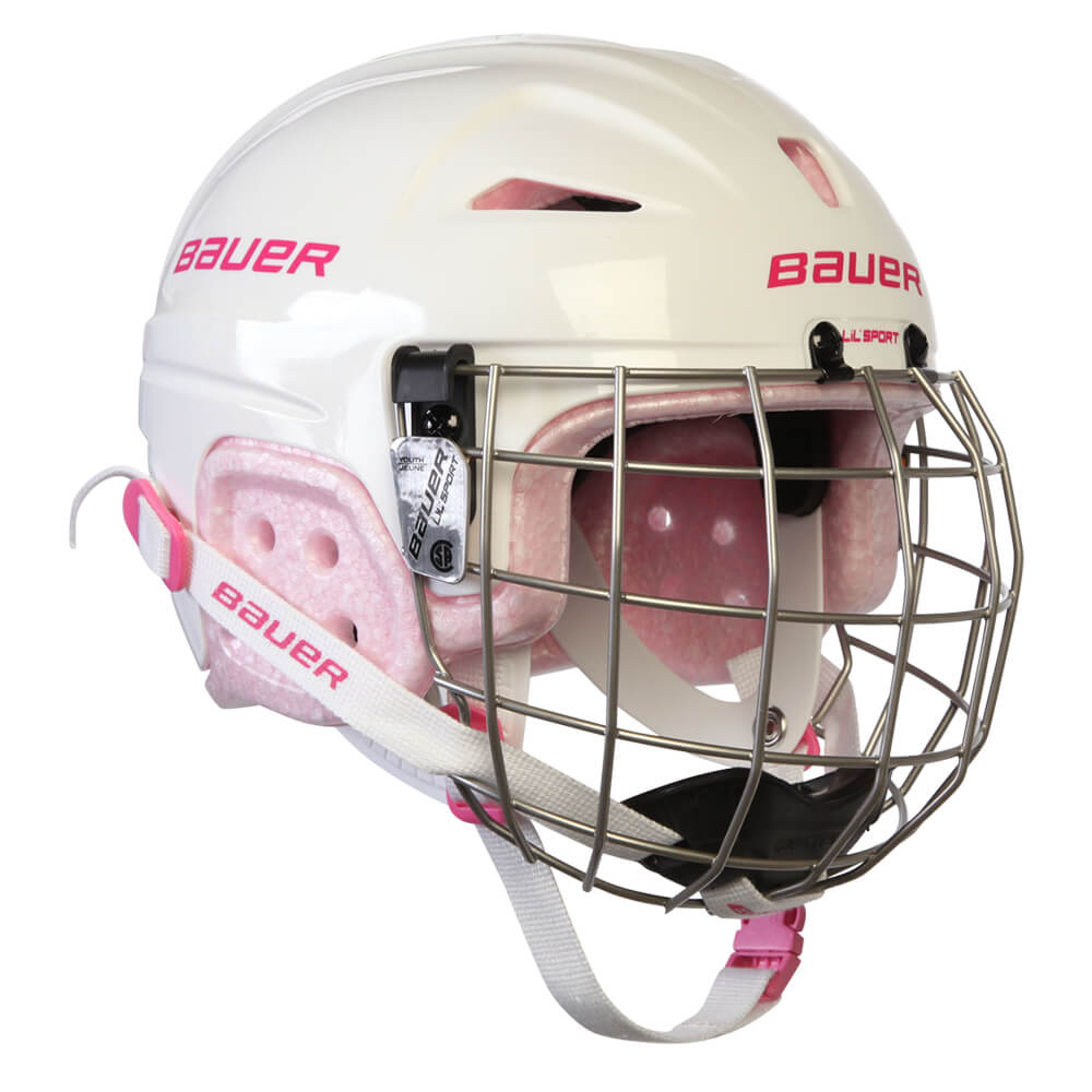 BAUER LIL SPORT YTH HOCKEY HELMET COMBO WHITE/PINK