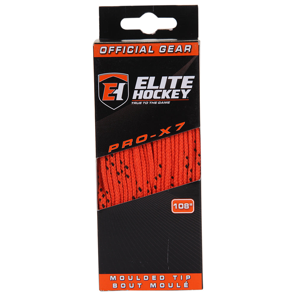 ELITE PRO X7 HOCKEY SKATE LACES ORANGE 108 INCH