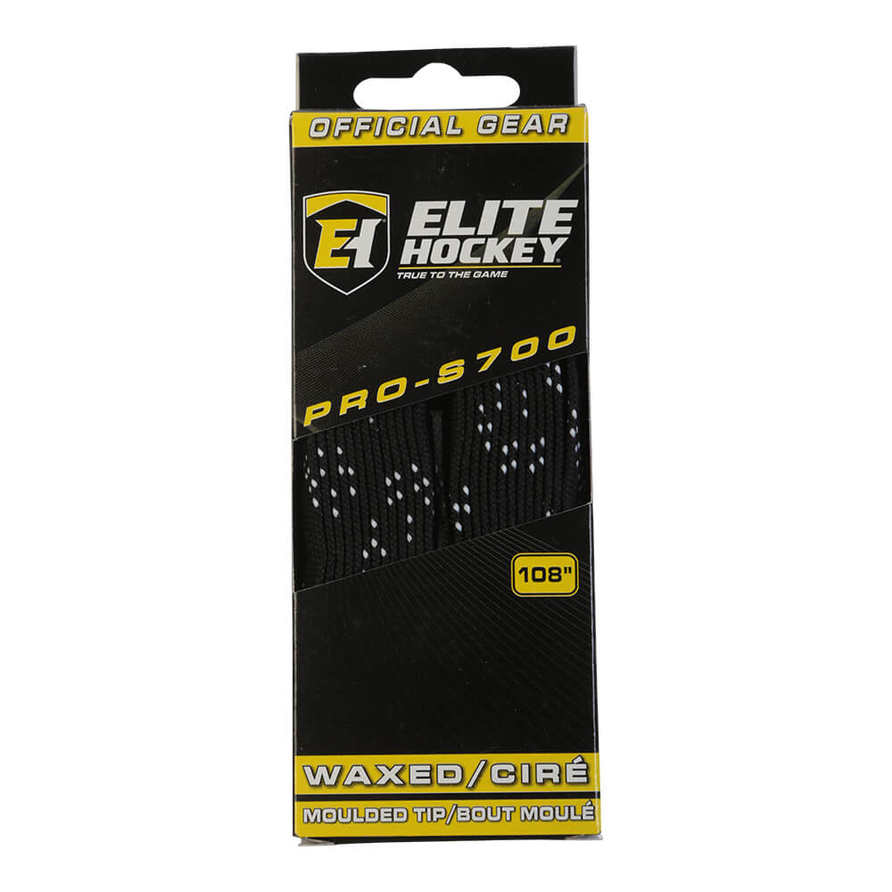 ELITE PRO S700 WAX SKATE LACES BLACK 108 INCH