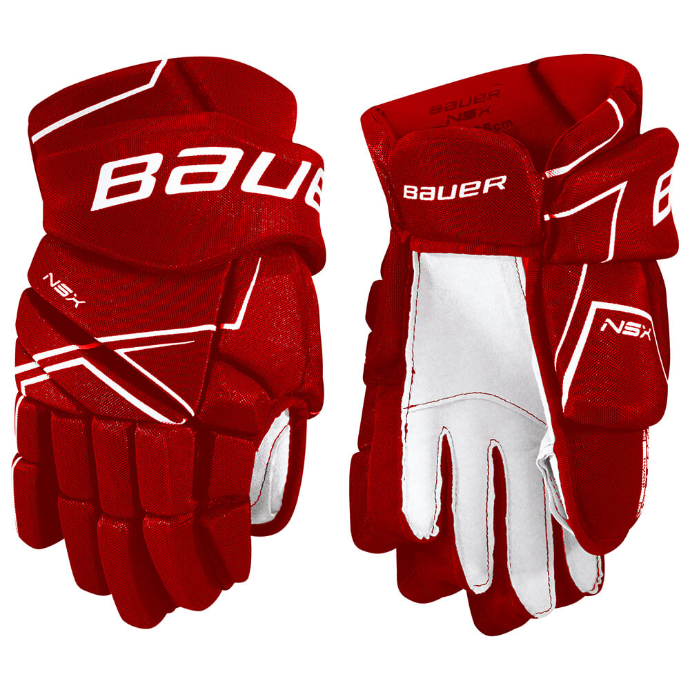 BAUER NSX SR HOCKEY GLOVES RED