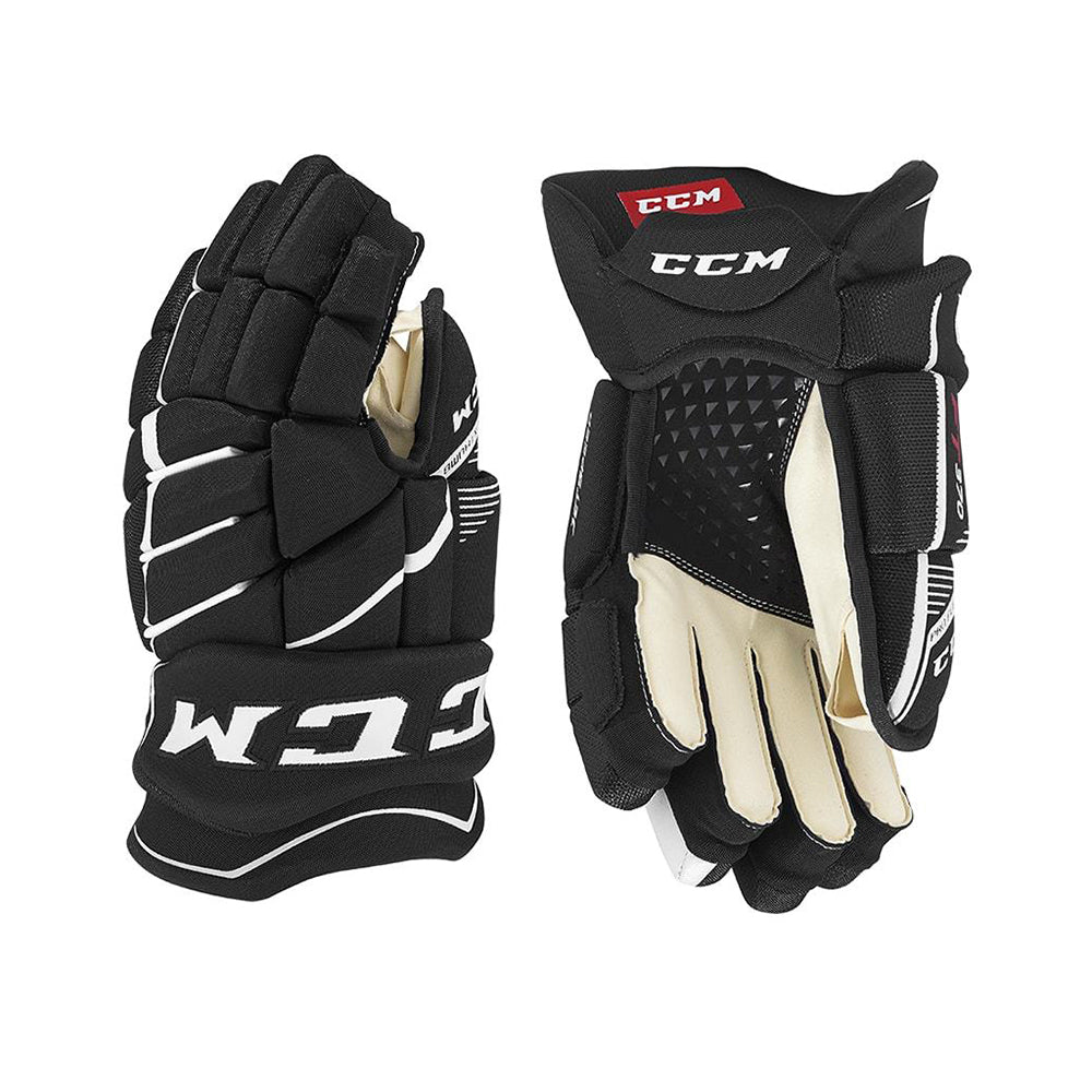 CCM JETSPEED FT370 JR HOCKEY GLOVES BLACK/WHITE