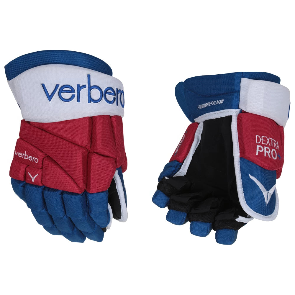 Red white blue hockey gloves