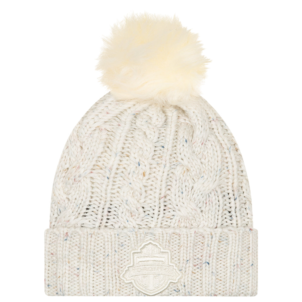 NEW ERA WOMEN'S TFC KNIT FUZZY POM HAT WHITE