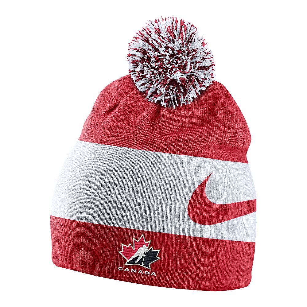 NIKE MEN'S TEAM CANADA SWOOSH STRIPE POM TOQUE RED/WHITE