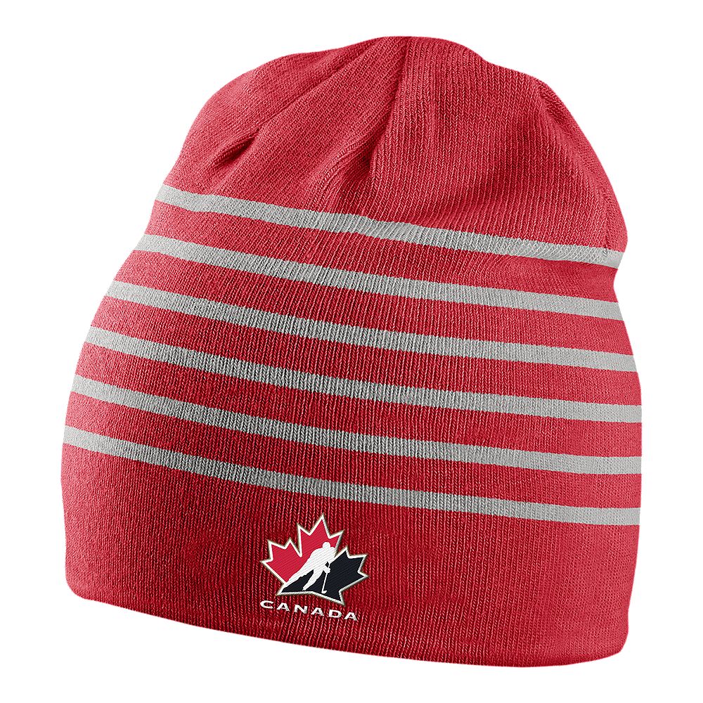 NIKE MEN'S TEAM CANADA MULTI STRIPE BEANIE RED