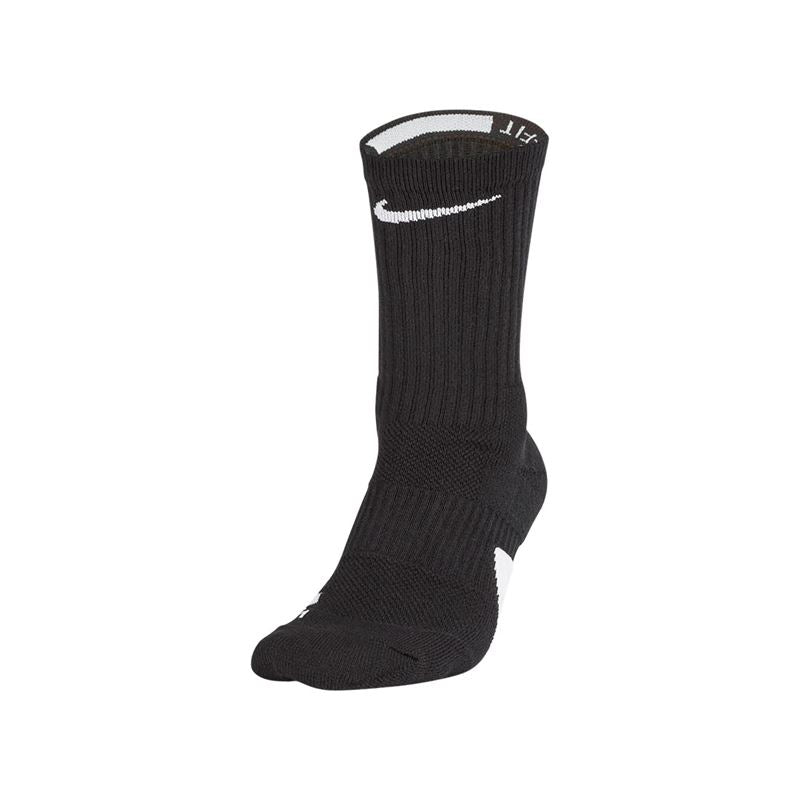 NIKE LARGE ELITE CREW BASKETBALL SOCKS BLACK/WHITE