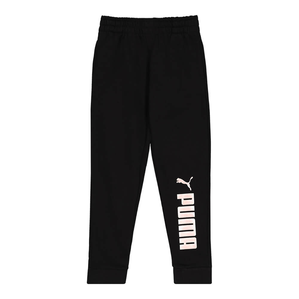 PUMA GIRL'S NO.1 LOGO PACK JOGGERS BLACK/ CRYSTAL ROSE