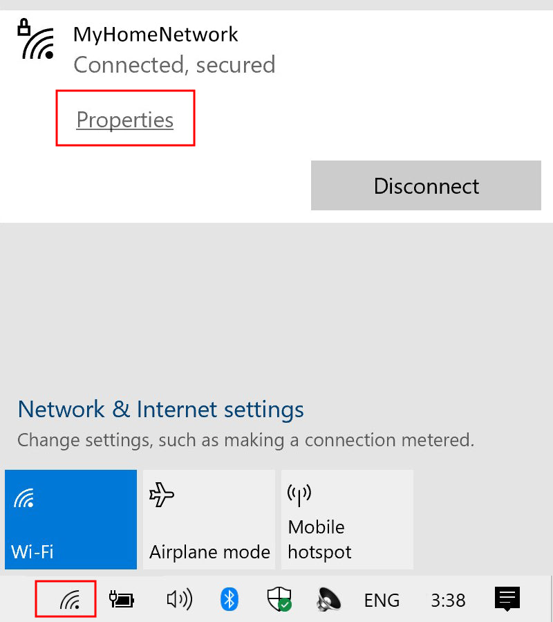 For Windows: Open WiFi networks panel