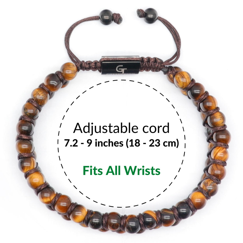 Men's TIGER EYE Double Bead Bracelet - Brown Stones | GT collection