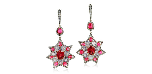 IVY New York earring with red spinel and diamonds