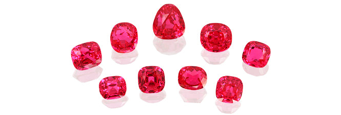 Unique selection of fine red Namya spinels, production of 2002