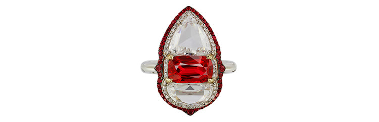 IVY New York ring with red spinel, ruby and diamonds