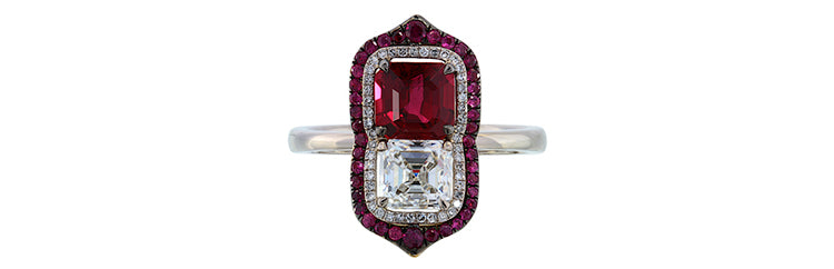 IVY New York ring with red spinel, ruby and diamonds