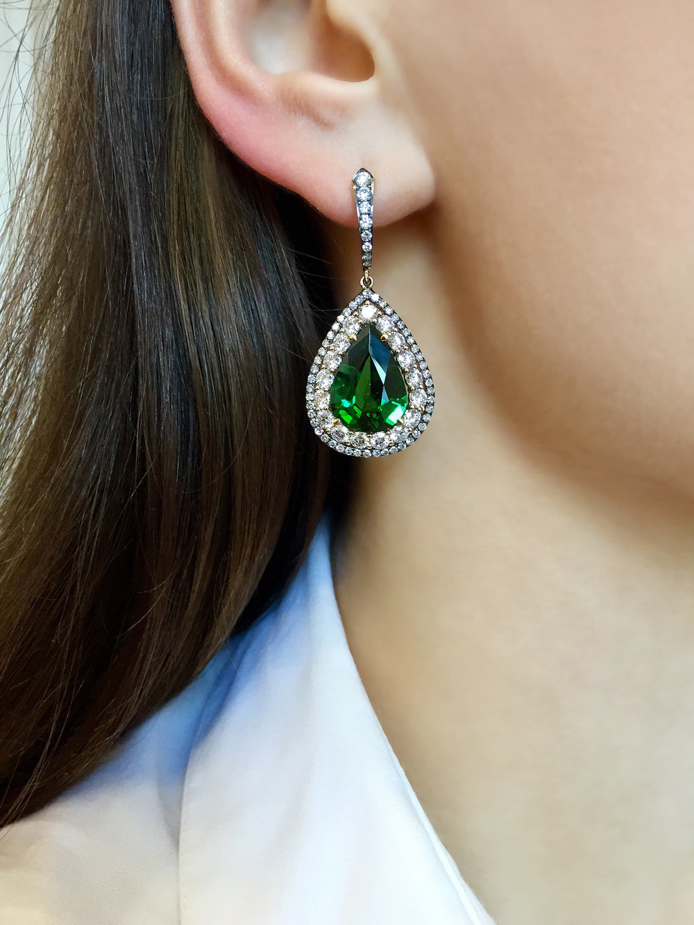 Blue Sapphire, Tsavorite and Diamond Earrings – IVY New York