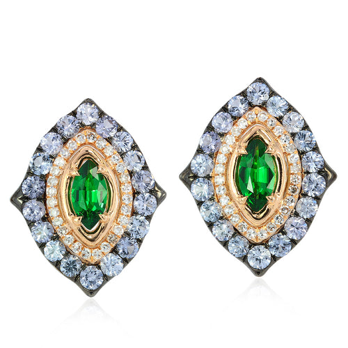 La Marchesa Earrings with Tsavorites and Grey Spinel – IVY New York