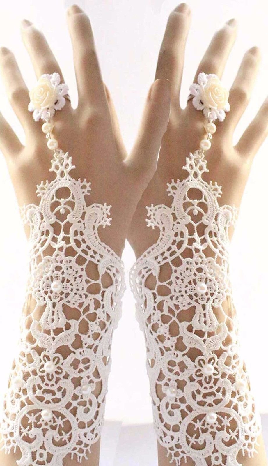 Wedding White Lace Gloves – CMT JEWELRY
