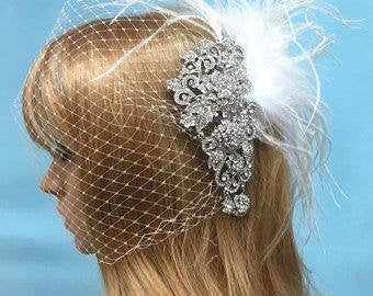 Birdcage Wedding Veil Crystal Wedding Headpiece Rhinestone Comb