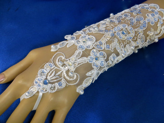 white bridal gloves