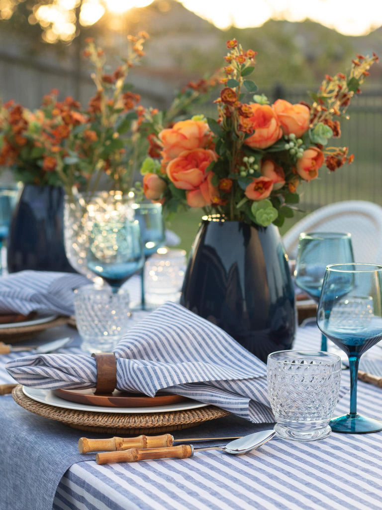 Holy Hostess Solino Home Blue Linen Table Setting