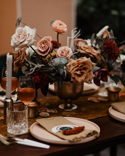 pink moody wedding table