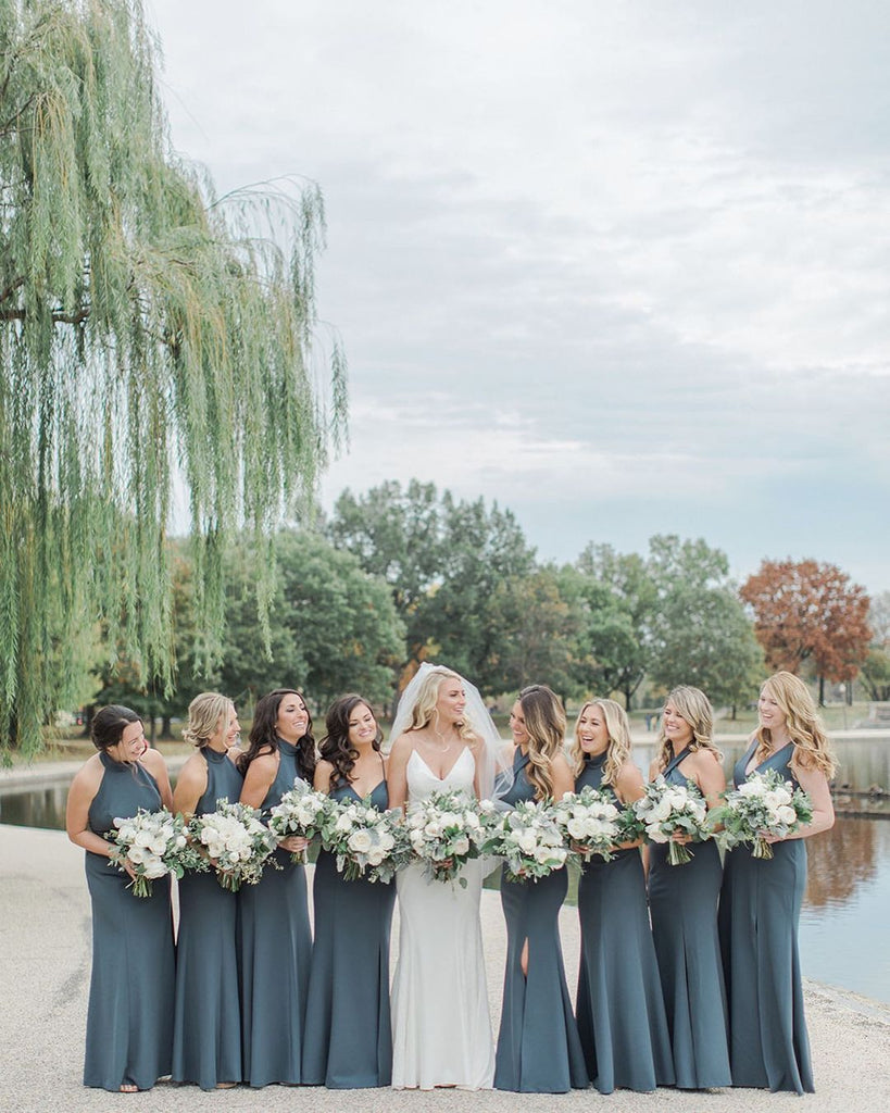 dark grey bridesmaid dresses