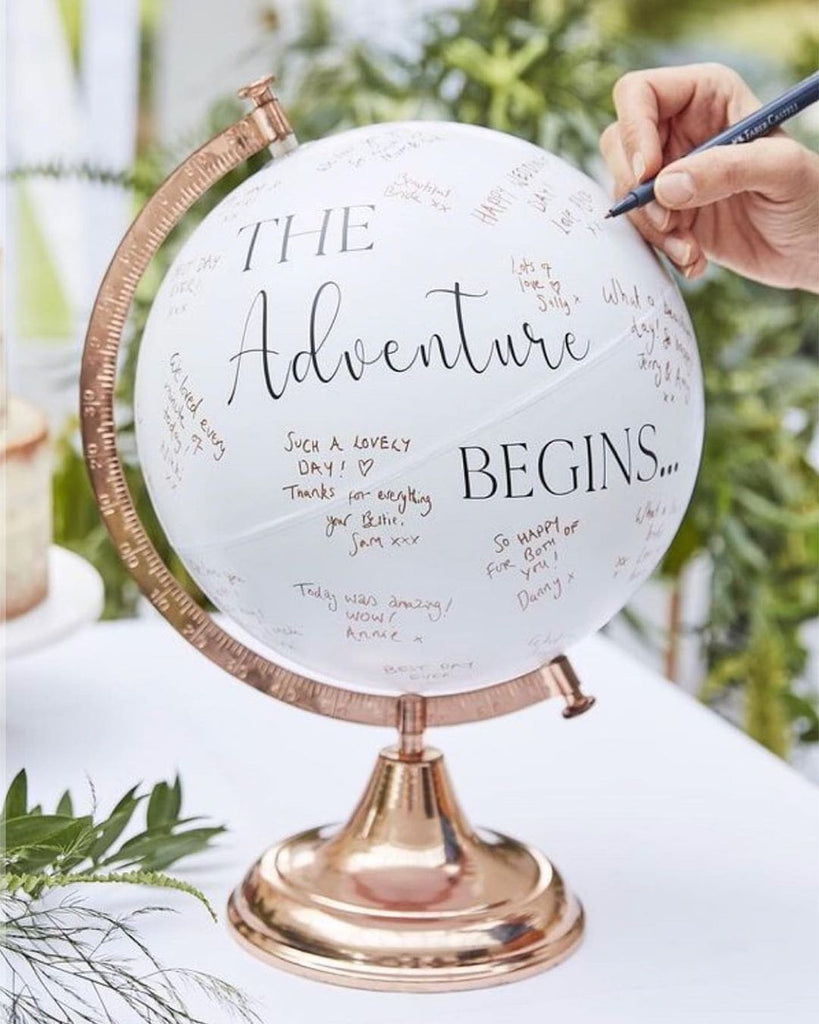 DIY wedding globe guest book
